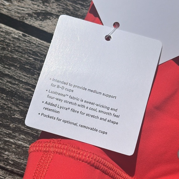 Lululemon Energy Bra Medium Support, B-D Cup
Carnation Red size 10 NWT - Picture 5 of 8